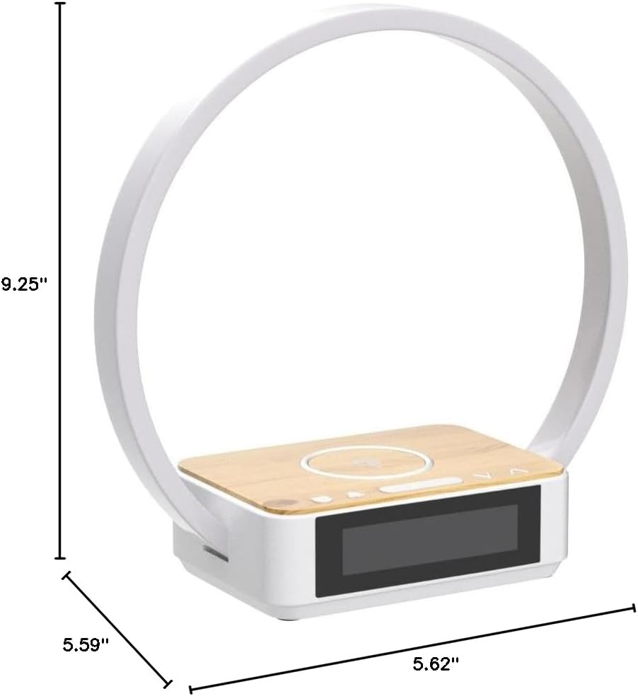 Bedside Lamp,Night Light for Bedroom with Alarm Clock,Touch Lamp with Wireless Charger,Wake-Up Light,3-Grade Dimmable Nightstand Light,Birthday Gifts for Her,Gifts for Mom,Daughter,Girlfriend