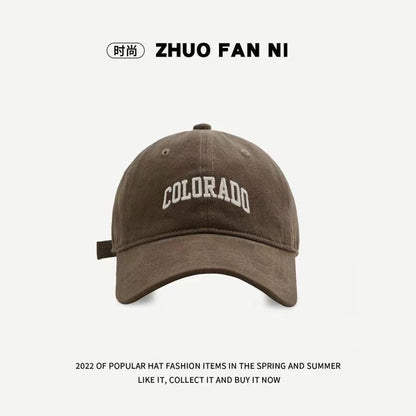 Autumn and Winter Women'S Fashion Trend Retro Letter Embroidery Duckbill Cap Outdoor Sports Travel Men'S Sunshade Baseball Cap