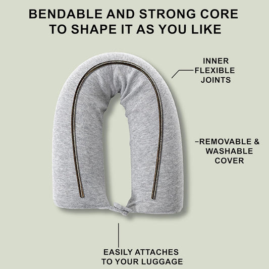 Twist Memory Foam Travel Pillow for Airplanes - Travel Neck Pillow for Sleeping - Airplane Pillow for Neck Support, Chin, Lumbar and Leg - Adjustable, Bendable Neck Roll Pillow