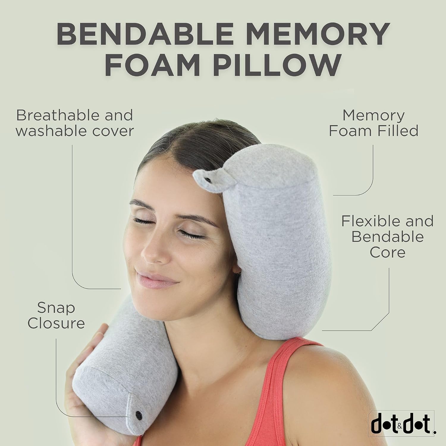 Twist Memory Foam Travel Pillow for Airplanes - Travel Neck Pillow for Sleeping - Airplane Pillow for Neck Support, Chin, Lumbar and Leg - Adjustable, Bendable Neck Roll Pillow