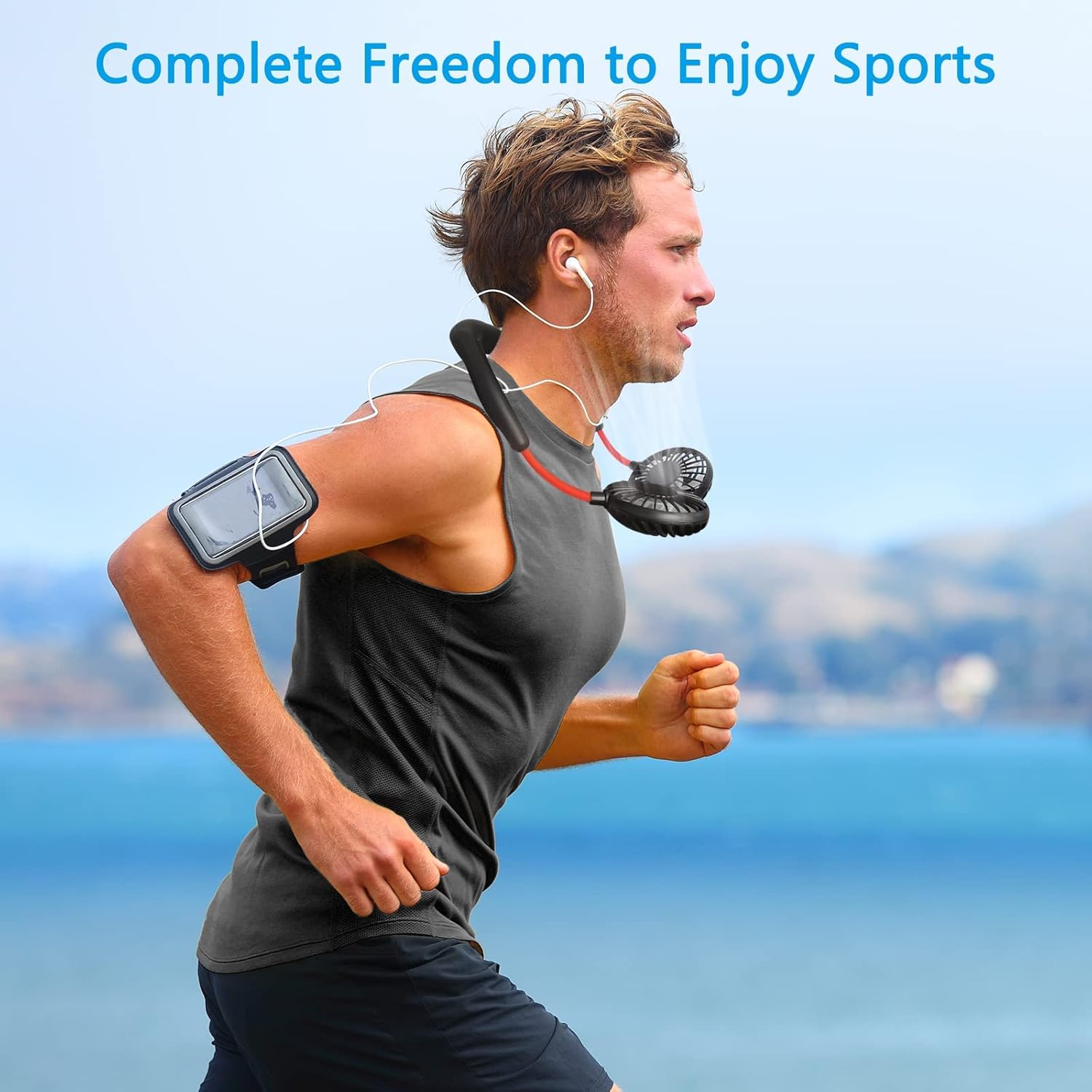 Portable Neck Fan 2500 Mah Rechargeable USB Hands-Free Mini Face Cooling Personal Double Headed Rotatable Small Fan for Working Office Reading Traveling Outdoor Sport