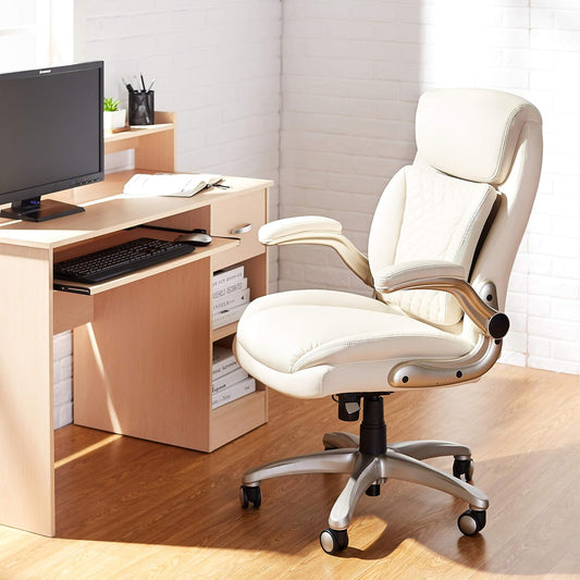 Ergonomic Executive Office Desk Chair with Flip-Up Armrests and Adjustable Height, 