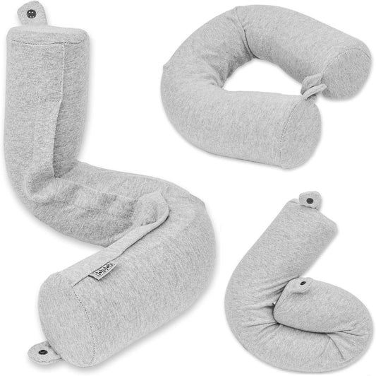 Twist Memory Foam Travel Pillow for Airplanes - Travel Neck Pillow for Sleeping - Airplane Pillow for Neck Support, Chin, Lumbar and Leg - Adjustable, Bendable Neck Roll Pillow